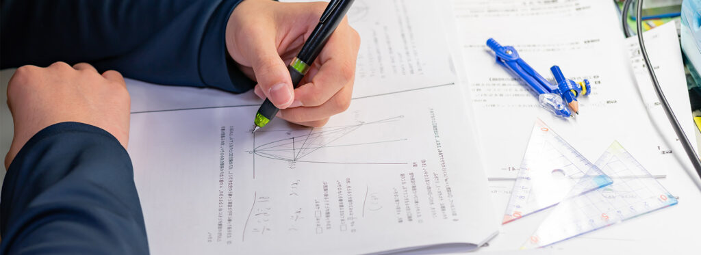 Young lady is pondering about complicated math problem. Formulas